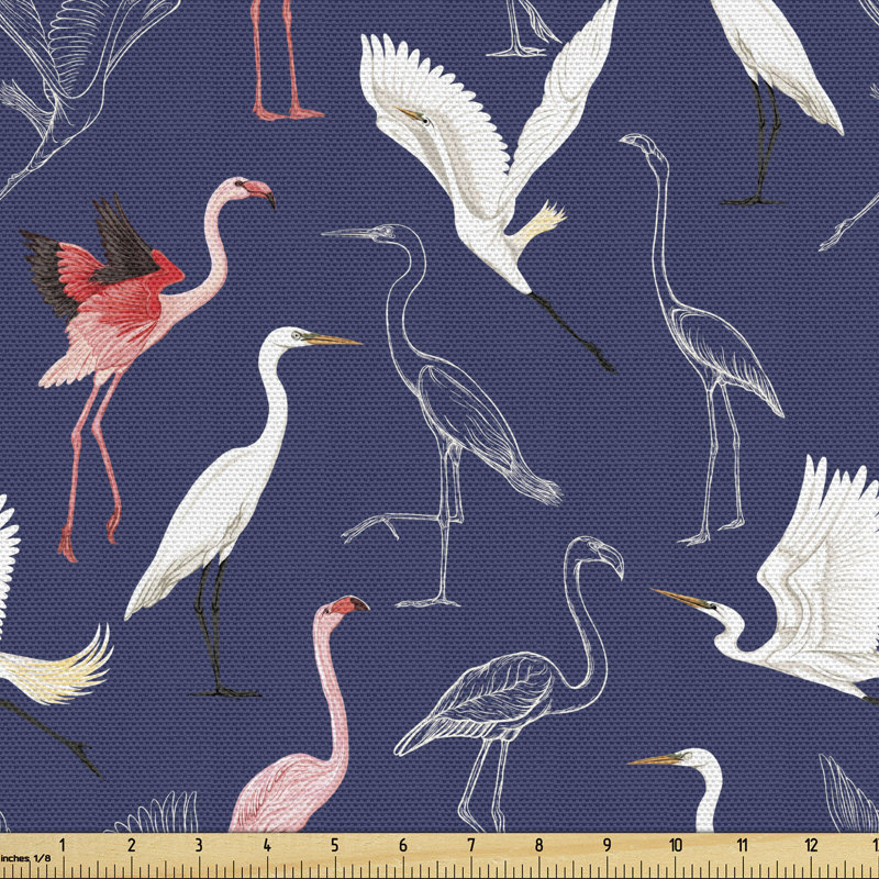 Tissu décoratif héron tropical, l 58 po x L 72 po