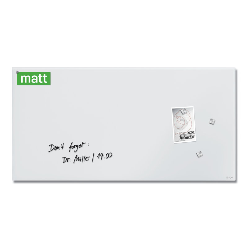 Artverum Wall Mounted Magnetic Unframed Glass Board, 46cm H x 46cm W x 46cm L