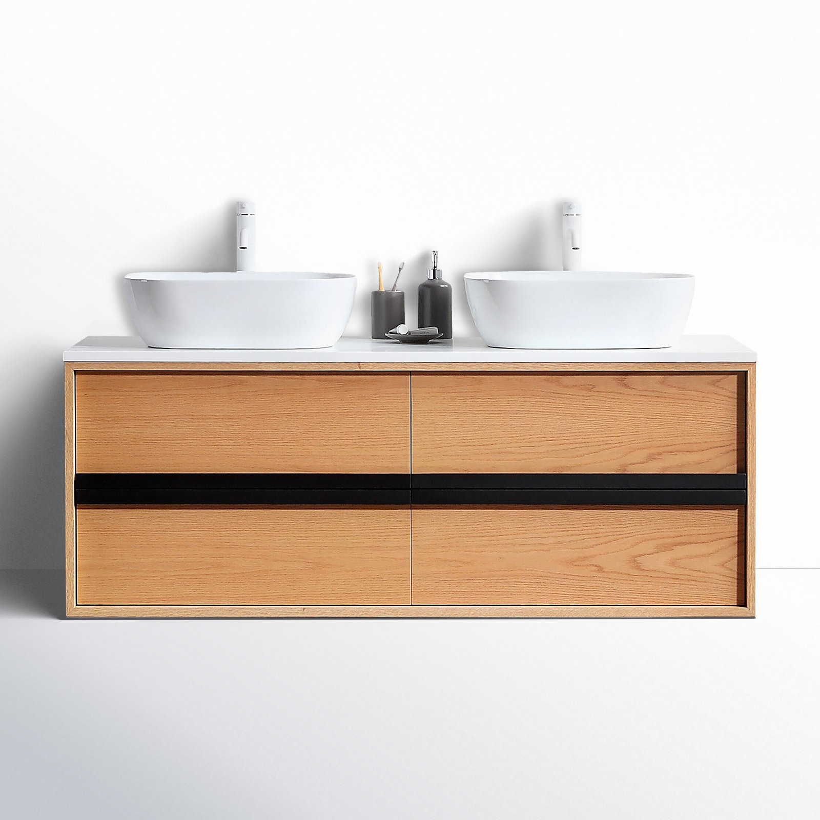 Sintra 55" Eucalyptus Double Bathroom Vanity, Whitewash