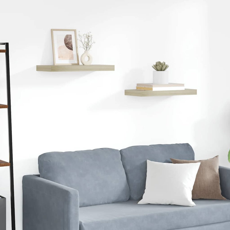 Wall Shelf Floating Shelf Wall Mounted Display Shelf for Photo Frame, Oak, 1.5" H x 19.7" W x 9.1" D