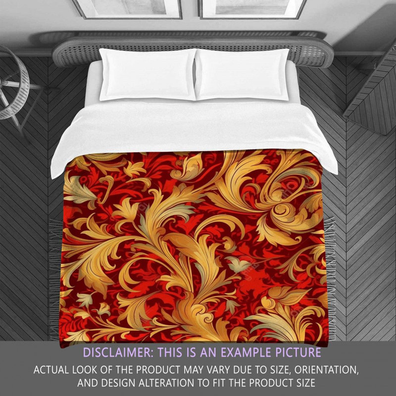 Polyester Comforter, Gold/Red Floral, King Comforter