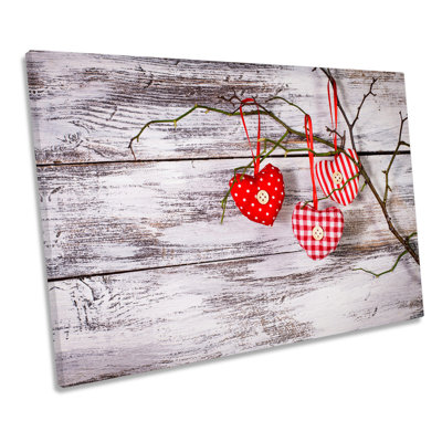 Shabby Elegance Hearts 1 Piece Wrapped Canvas Wall Art