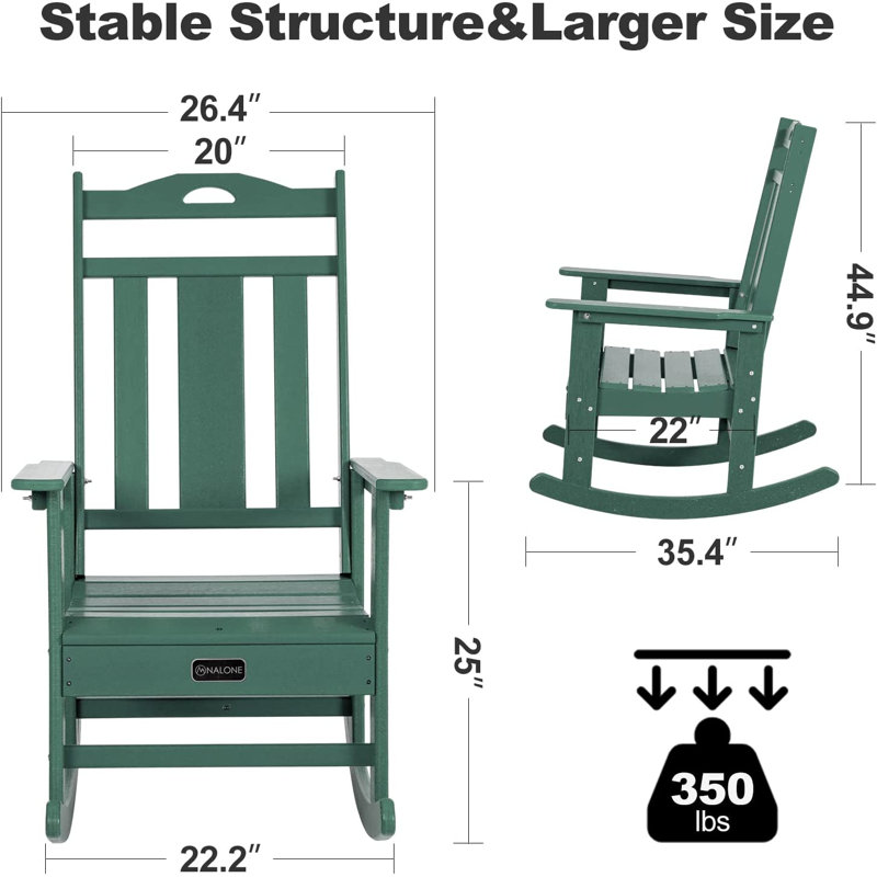 Chaise berçante d'extérieur en PEHD Theado, Vert