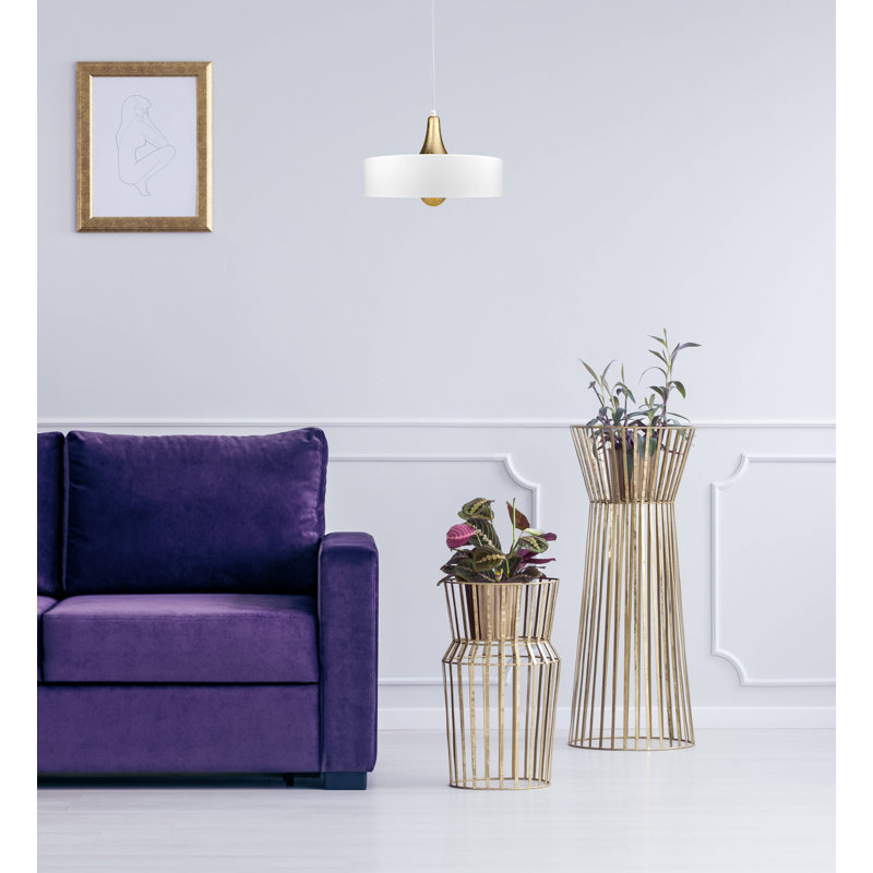 Cajigas 1 - Light Drum Pendant, White/Gold
