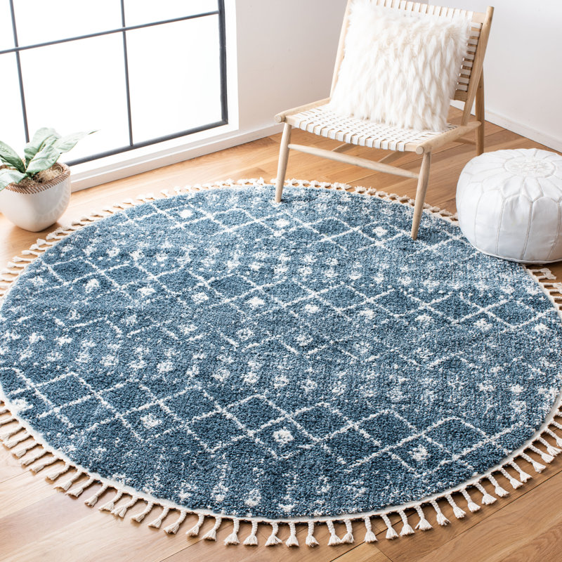 Destiney Fringe Shag Performance Southwestern Rug, Round 6'7"