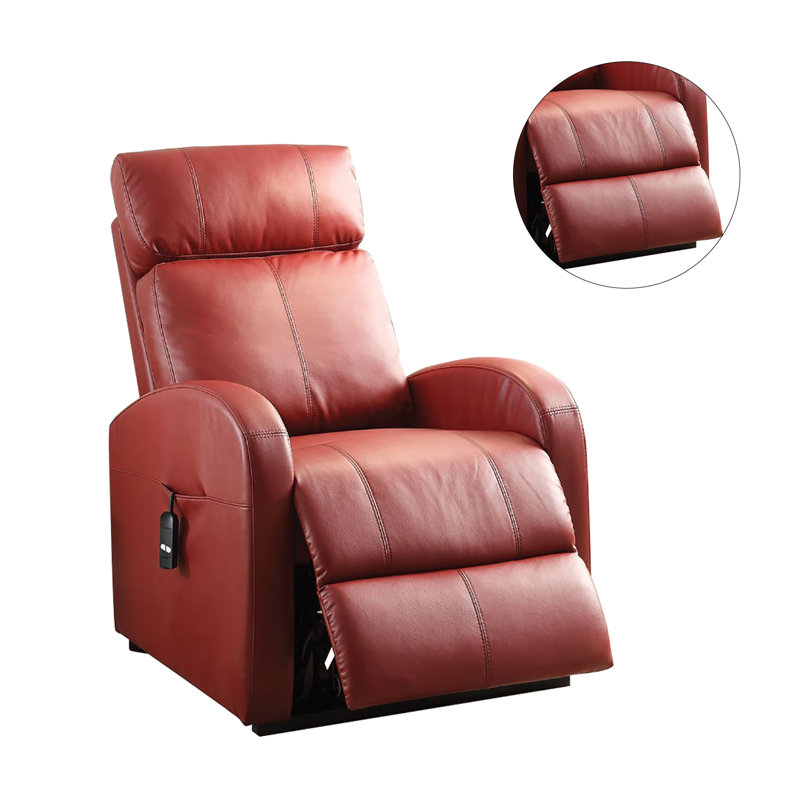 Faux Leather Recliner, Red Faux Leather