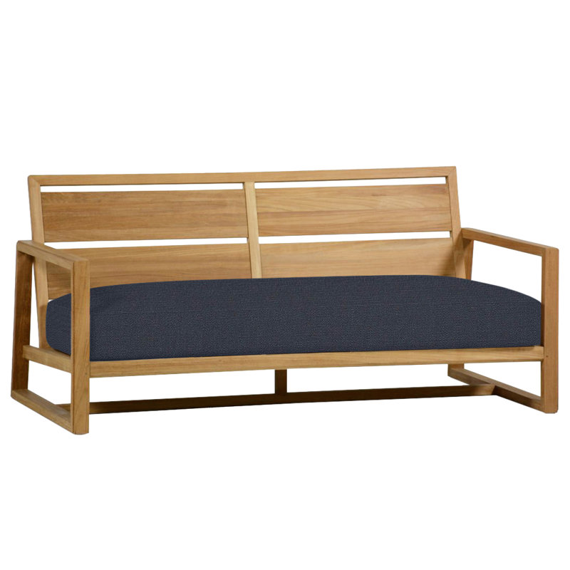 Avondale Teak Loveseat - Oyster, Oyster Teak, No Welt, Linen Navy