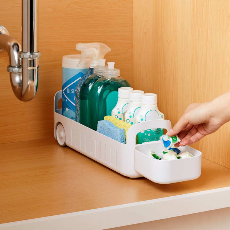 YouCopia® RollOut® Under Sink Caddy, 5", Rolling Organizer Bin with Adjustable Dividers