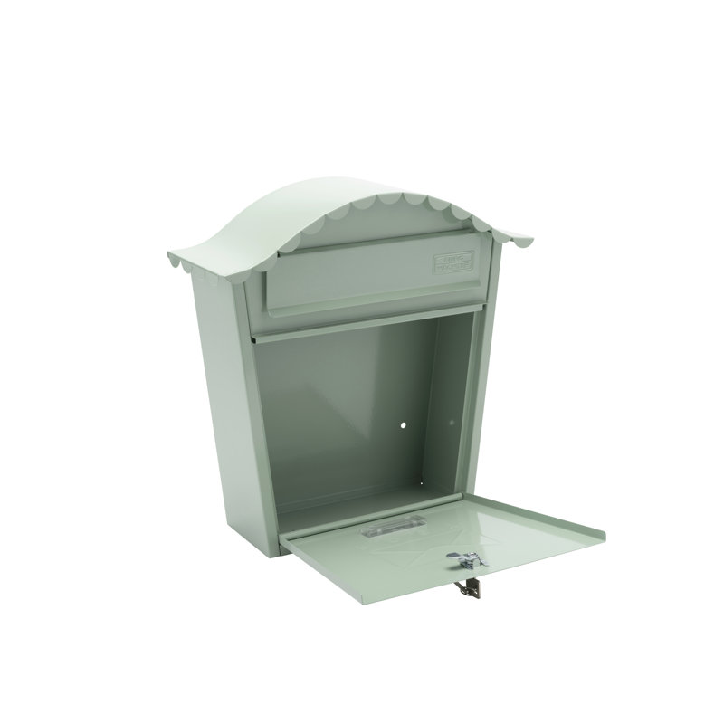 Classic Wall Mounted Galvanised Steel Lockable Weatherproof Post Box - 36x37x13cm, Chartwell Green