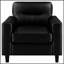 Fauteuil d'appoint élégant en similicuir noir avec accoudoirs droits, parfait pour les espaces de vie modernes et contemporains.-1107002419