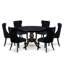 L'ensemble de salle à manger 7 pièces comprend une table et 6 chaises parsons en polyester beige clair avec dossier capitonné - Noir sablé-507873350-507873353