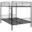 Lit double superposé au-dessus d'un lit double en métal noir avec structure en fer, cadre idéal pour les chambres d'adolescents avec garde-corps, facile à assembler