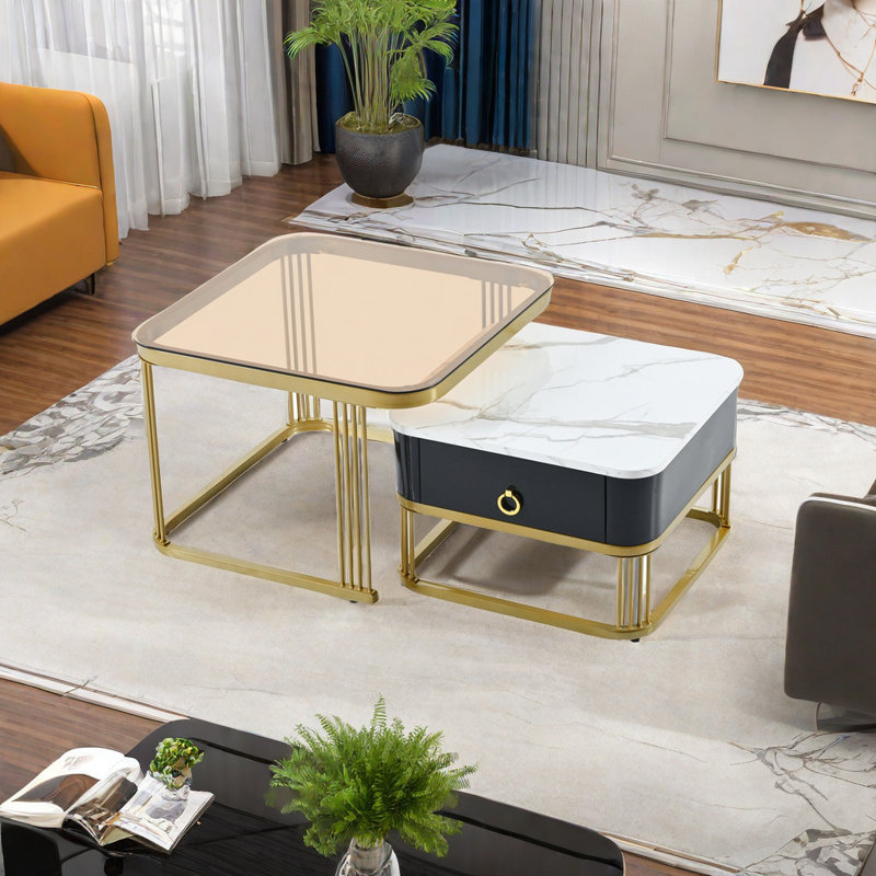 Table basse Jerra, Blanc / noir