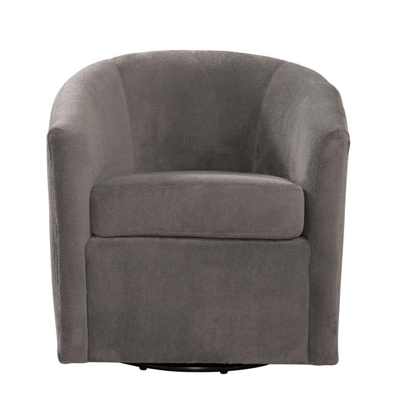 Fauteuil d'appoint pivotant de style tonneau, Brun cendré