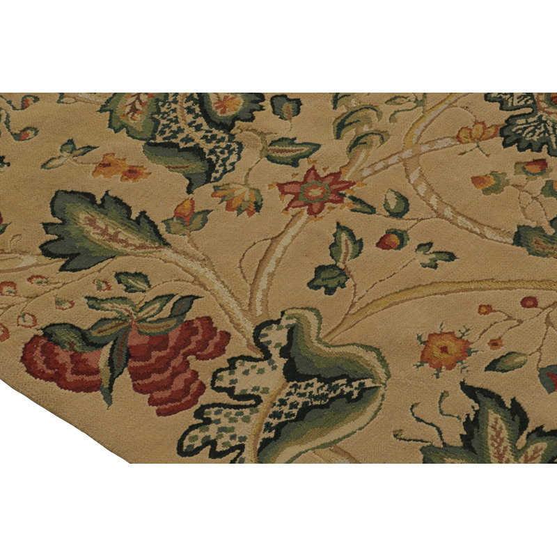 Wool Floral Area Rug, Rectangle 8'10” x 9'7”