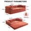 Lit orange 78,8 pouces avec velours côtelé lavable amovible, profondeur de 70 cm, pliable, 3 cadres de fixation, tissu modulaire convertible, formes variées,