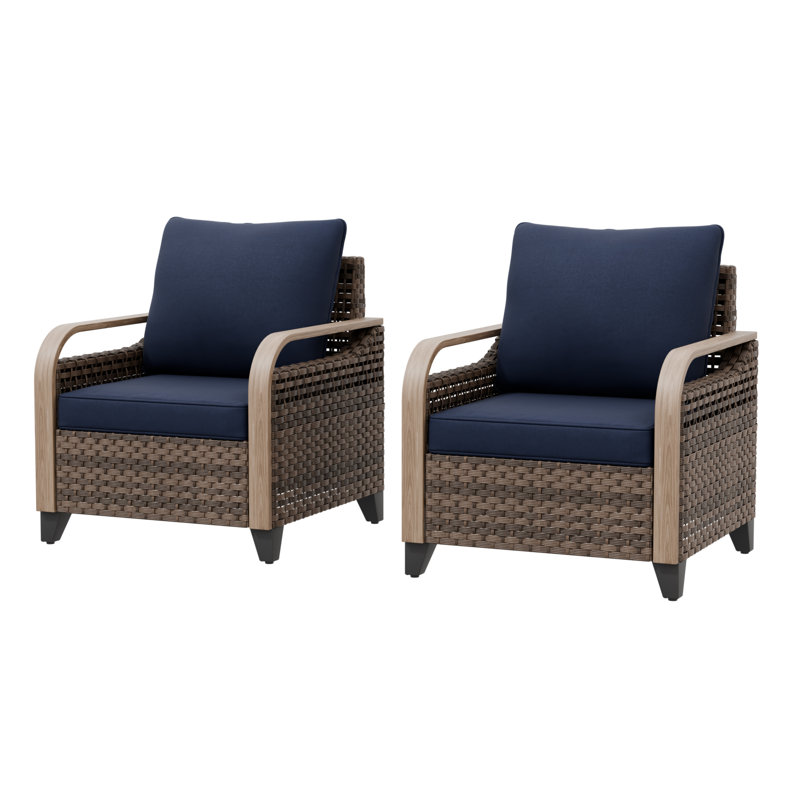 Wicker Outdoor Lounge Chair,Patio Club Chair, Blue