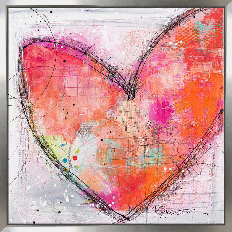 «Have a Heart» par Ruth Fromstein, impression sur toile, H 31,5 po x l 31,5 po x P 2 po, Cadre flottant argent