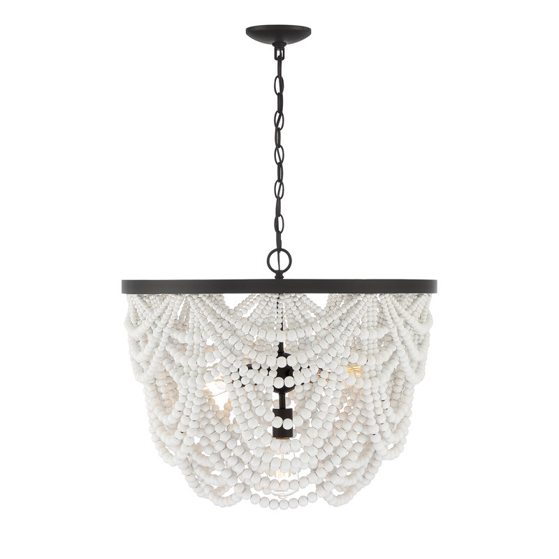 Lustre blanc à 5 lumières avec bronze huilé Meridian, Blanc