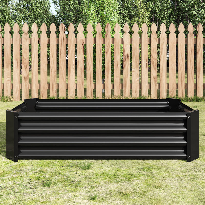 Black Rectangle Metal Raised Garden Bed For Flowers And Vegetables, 421Ft, Rust - Material, Quick Assembly 421Ft Herbs Black, Build, Proof