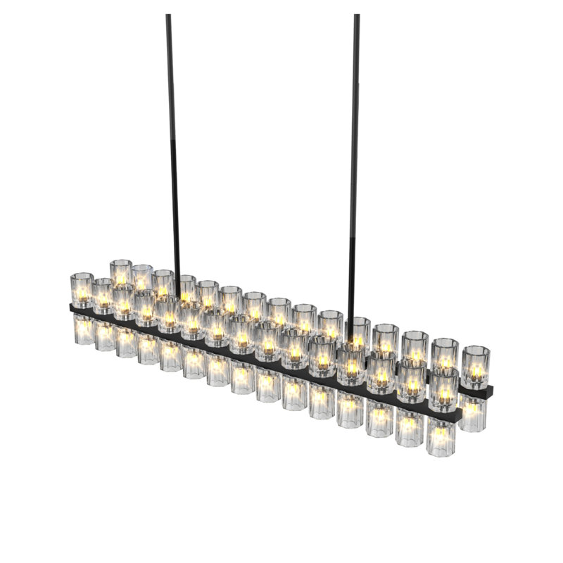 Lustre rectangulaire en cristal de luxe, cadre noir, cristal K9, convient aux salons, salles à manger, cuisines et autres endroits