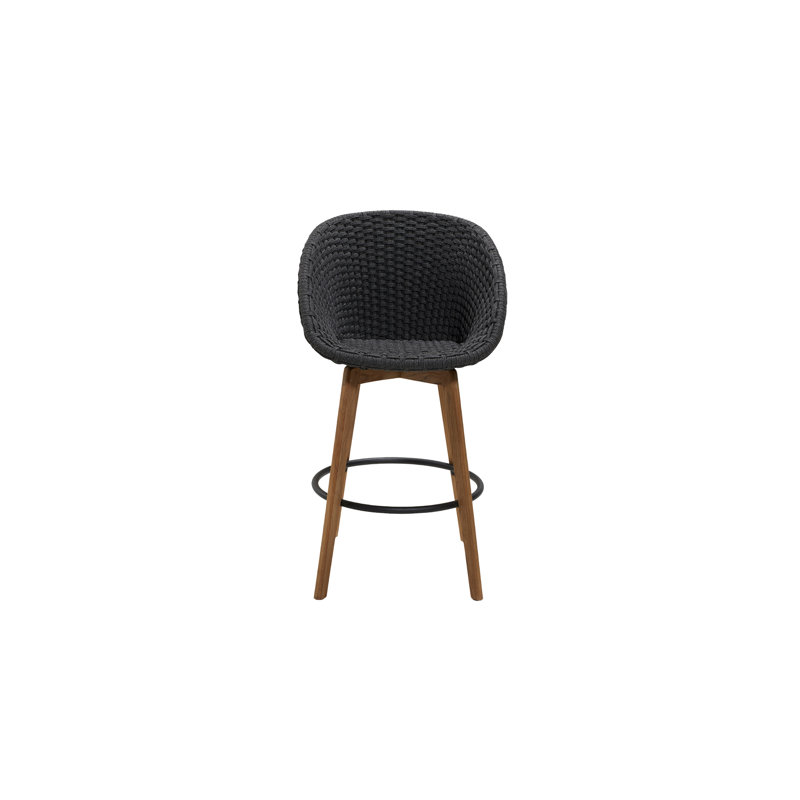 Peacock 29.2" Patio Bar Stool with Cushion, Dark Gray