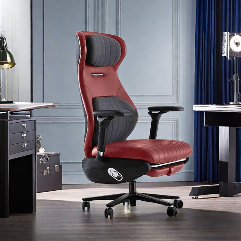 Ergonomic Office Chair with Adjustable Headrest, Deep Red/Black