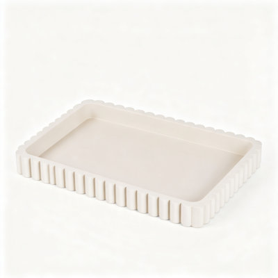 Gray Rectangular Concrete Tray Decor For Entryway Coffee Table Ottoman