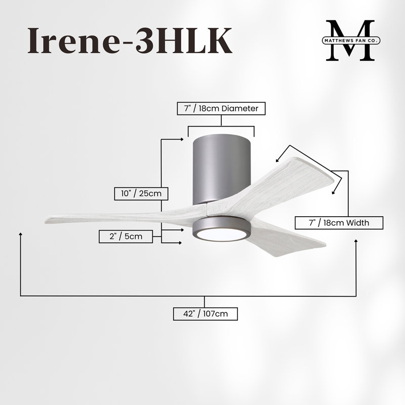Irene LED Ceiling Fan, Brushed Nickel, Matte White, 42"