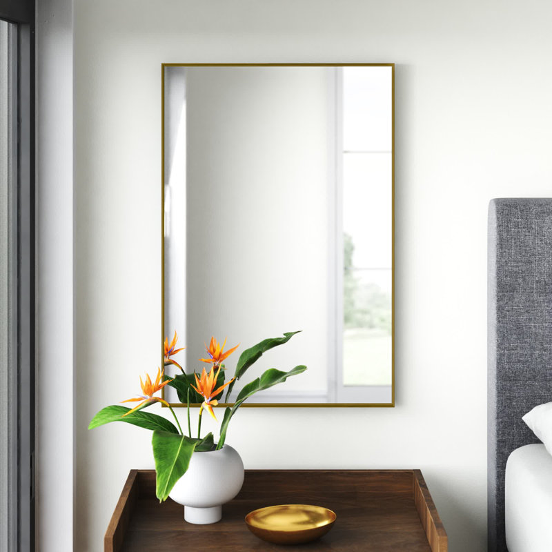 Foran Rectangle Wall Mirror, 31" H x 21" W, Gold
