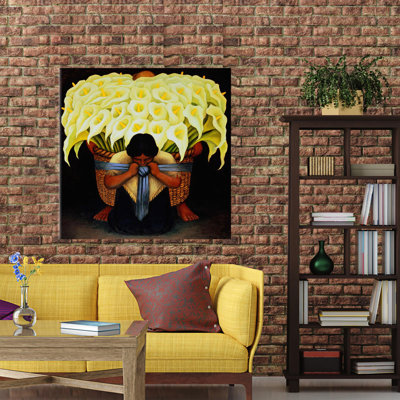Diego Rivera Inspired Flower Wall Art on Cotton Canvas for Modern Home Decorations