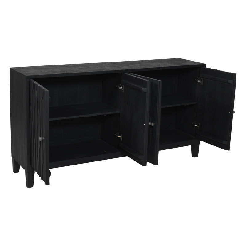 Grandos 4-door Sideboard In Transitional  Graphite Black On Reclaimed Solid Wood