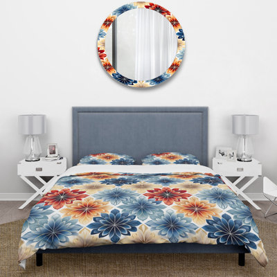Ensemble de housse de couette motif floral marocain