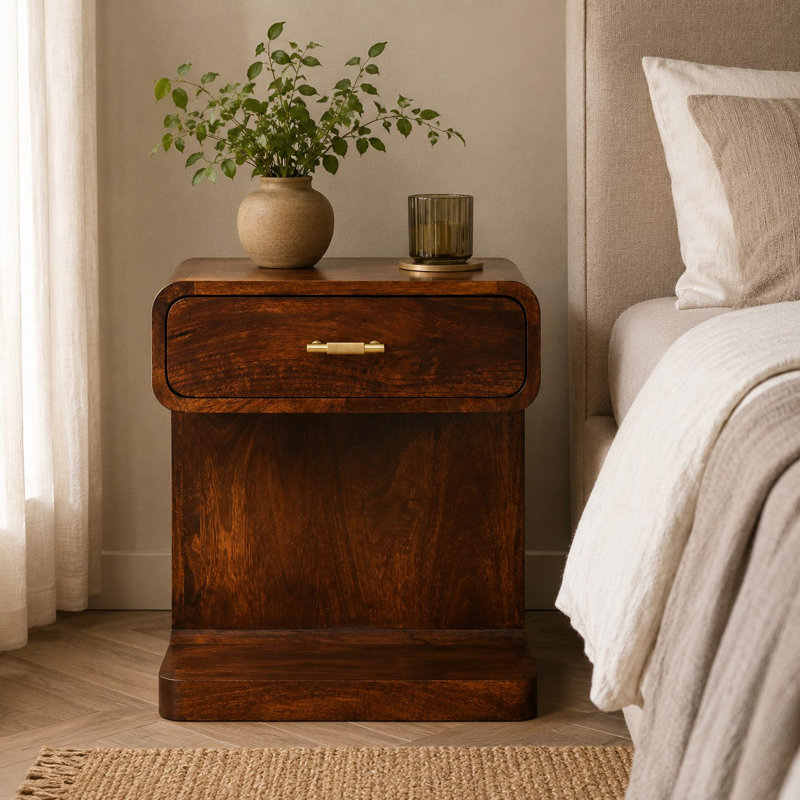 Milesburg 45 cm W Solid Wood Bedside Table
