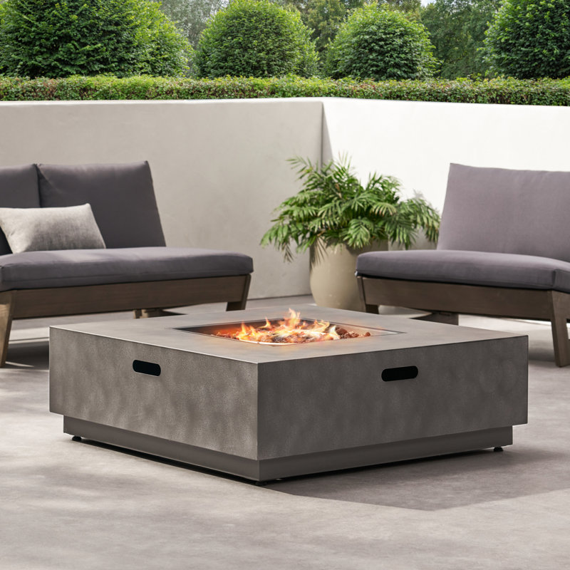 Foyer carré moderne, 50 000 sorties, matériau en fer, l 39,49 po x P 13,52 po, sans assemblage, finition gris pierre, construction chic, 39,49 po x 39,49 po x 13,52 po, assemblage requis,