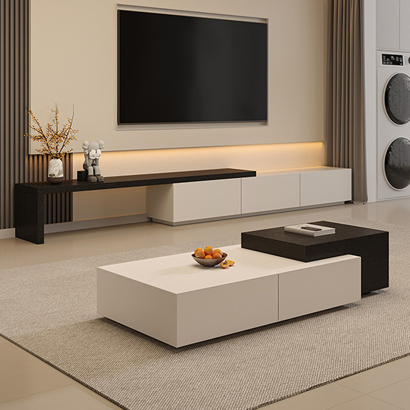 Nouveau meuble télé avec table basse, Noir / blanc