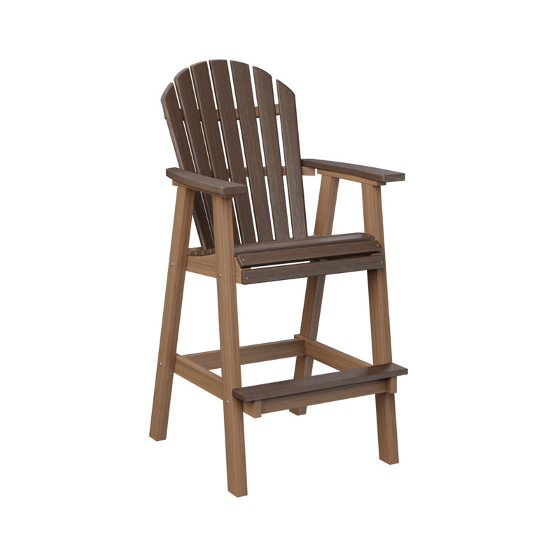 Comfo Back Outdoor Bar Stool, Antique Mahogany, Brazilian Walnut