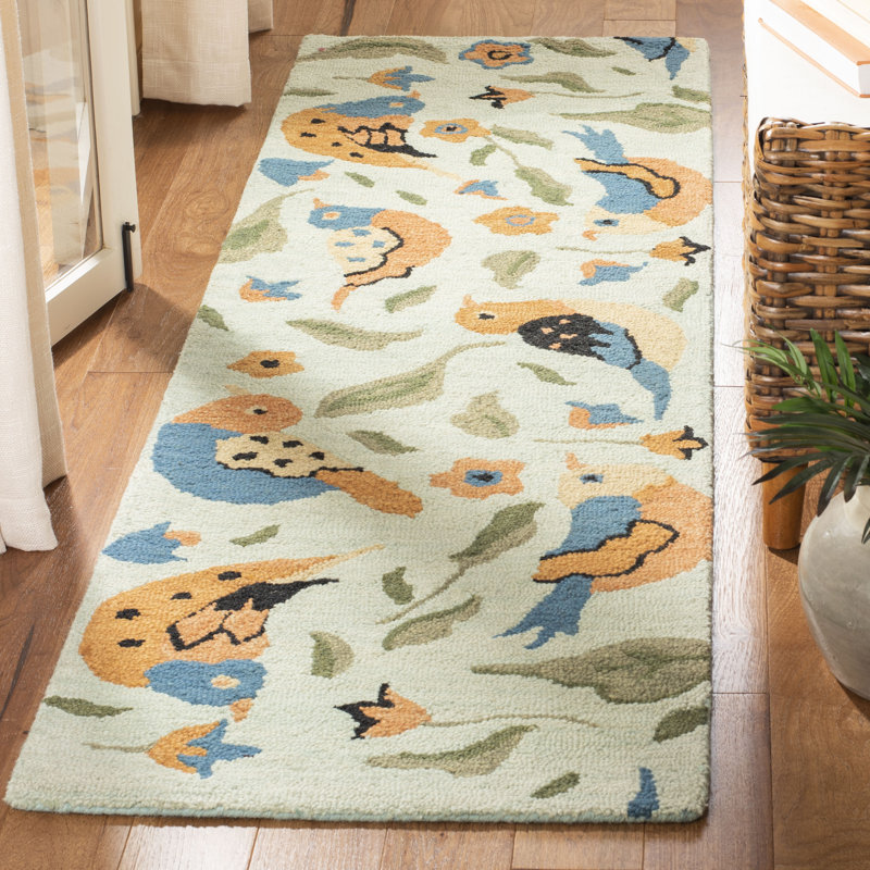 Tapis floral en laine crocheté à la main Alston, Tapis de couloir 2 pi 3 po x 8 pi