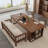 Walnut Rectangular Solid Wood with 6 drawers desk-900273033