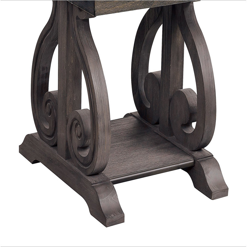 Table de bout classique avec plateau inférieur en chêne foncé foncé