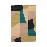Rectangle Claystone Abstract Flatweave Cotton Area Rug in Beige