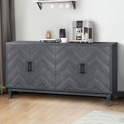 Stronger Vintage Style Buffet Cabinet, Lacquered Accent Storage 4 Door Wooden Cabinets,Thickened Sideboard Storage Cabinet For Entryway, Living Room