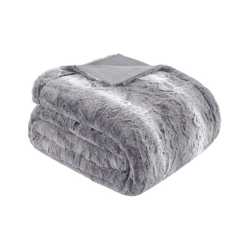 Oversized Faux Fur Throw, Gray