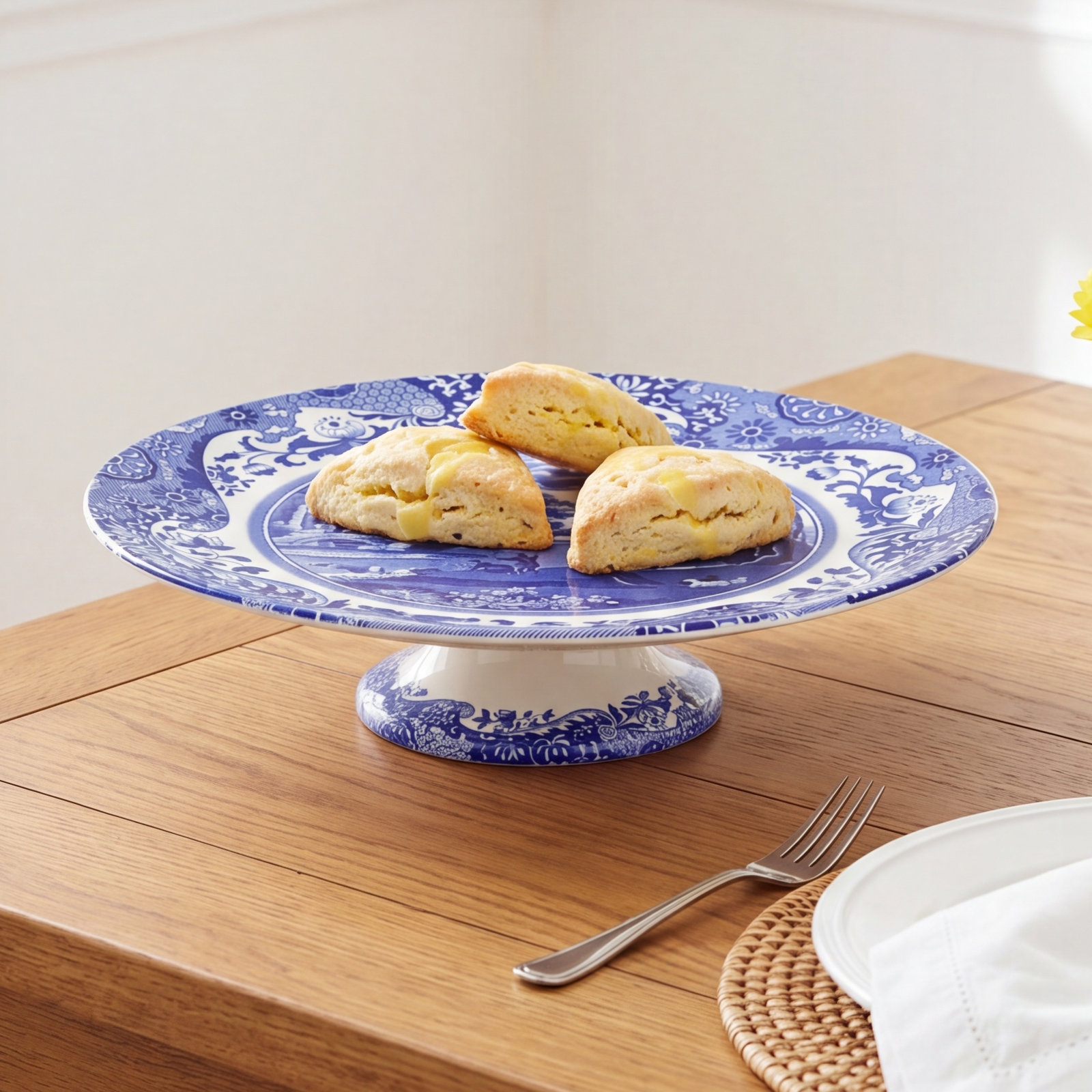 Blue Italian Porcelain Cake Stand