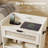 Rattan Nightstand with Charging Station, Boho Bedside Table with Drawer & Open Shelf, Storage End Table for Bedroom-1284125391