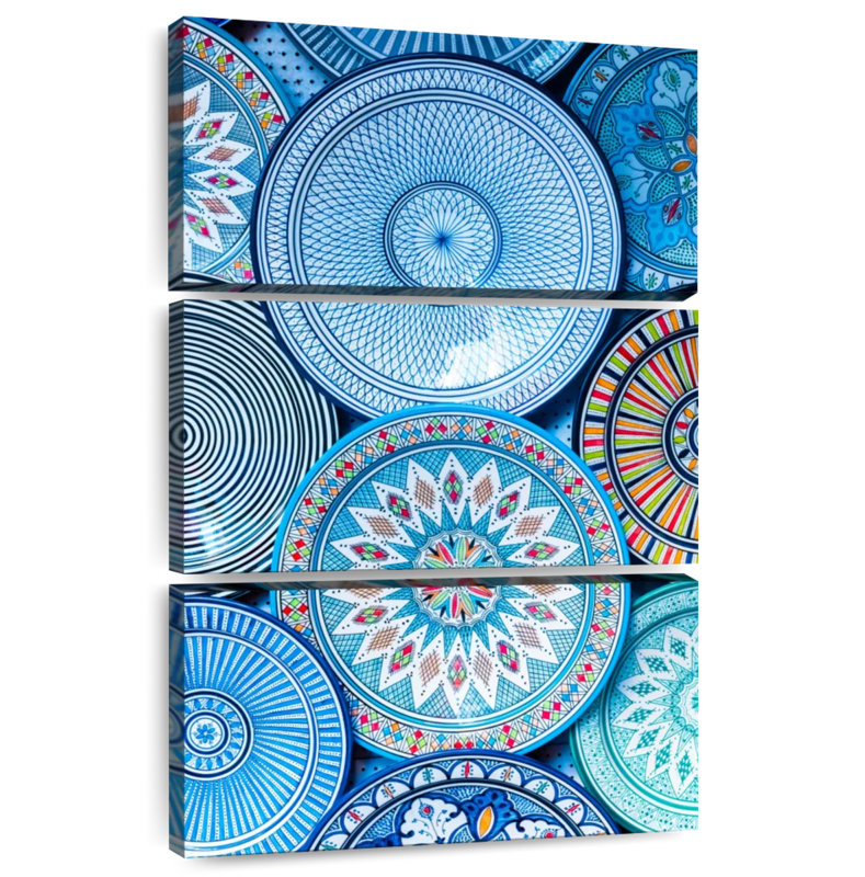 Senne Blue Moroccan Plates, 74" H x 48" W