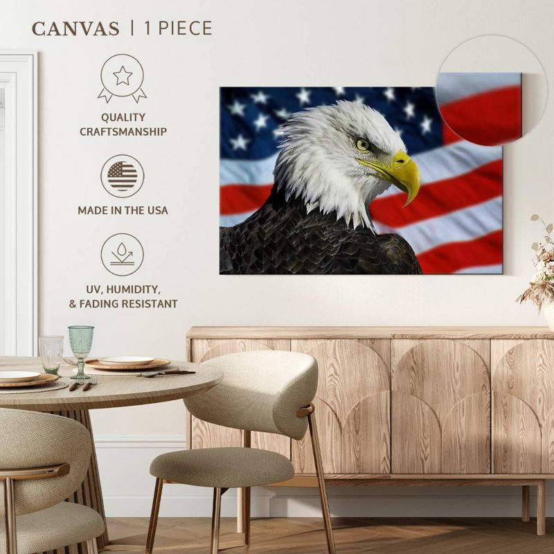 Brampt Patriotic Alaskan Bald Eagle, 34" H x 51" W