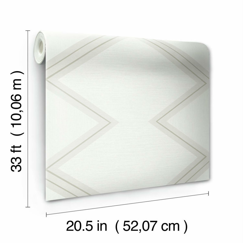 Rouleau de papier peint L 33 pi x l 20,5 po Diamond Twist, Blanc / crème