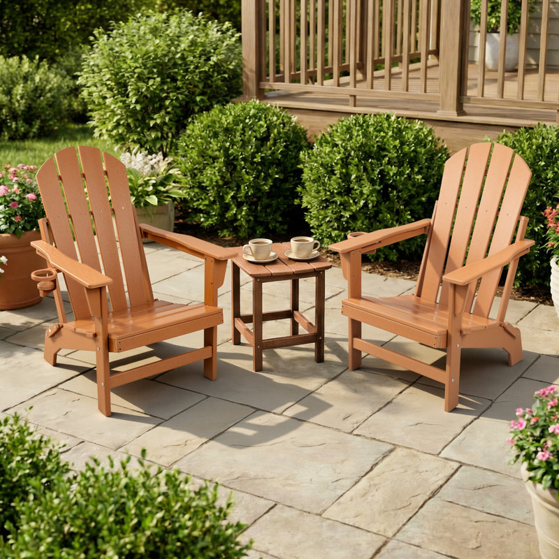 2pcs Foldable Outdoor Adirondack Chairs, Brown, 2