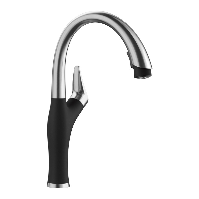 Robinet de cuisine à double jet Artona - Acier inoxydable / noir charbon, 1,5 gallons par minute